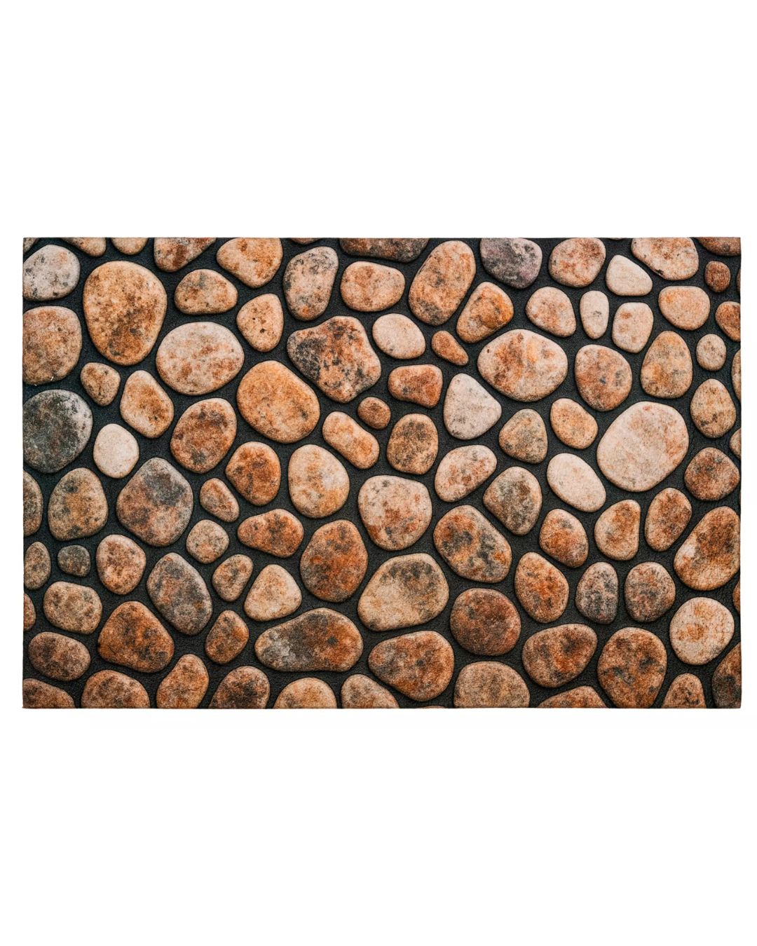 Textil-Fußmatte - Print DM28 - beige-braun-schwarz, mit Steinmotiv, rutschfest und pflegeleicht