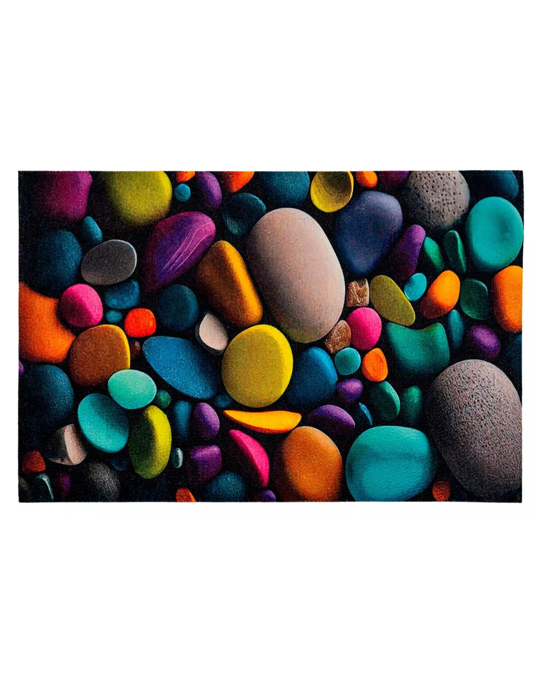 Textil-Fußmatte - Print 9003 - mehrfarbig, mit Steinmotiv, rutschfest und pflegeleicht