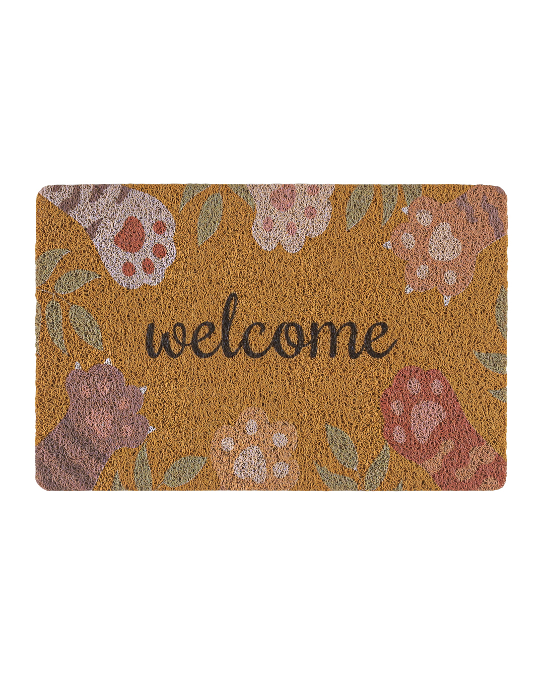 Moderne Fußmatte - Passo Zampe - braun, Pfotenabdrücke, Schriftzug Welcome
