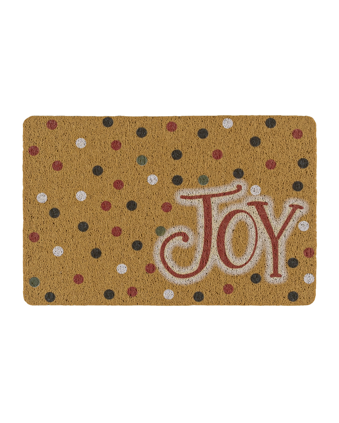 Weihnachtsfußmatte – Festivo Puntini – braun, Aufschrift „Joy”, Punkte