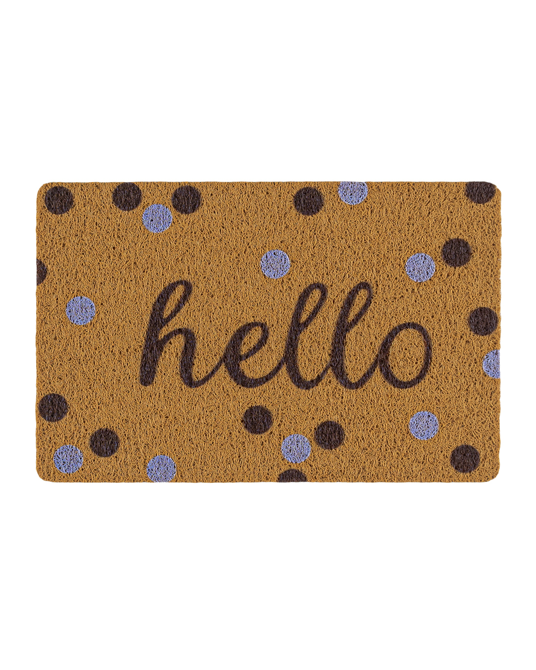 Moderne Fußmatte – Passo Andare – braun, blau, Aufschrift „Hello”