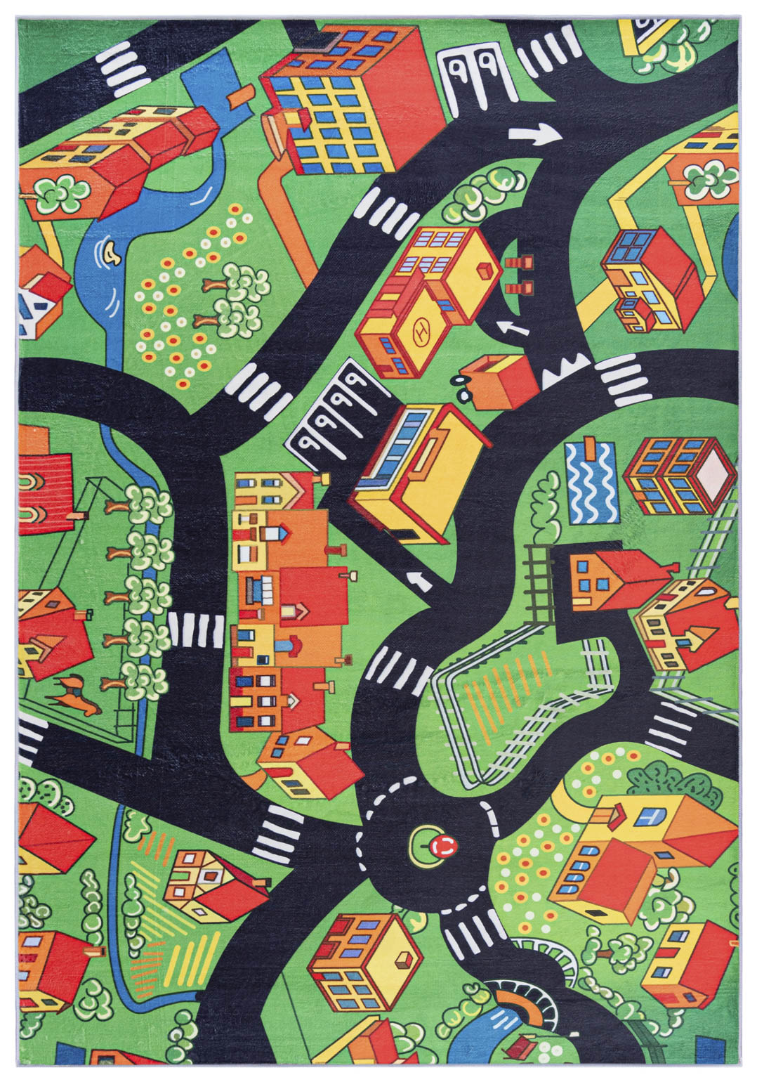 Kinderteppich Grün Straßen B_525 FLANNEL