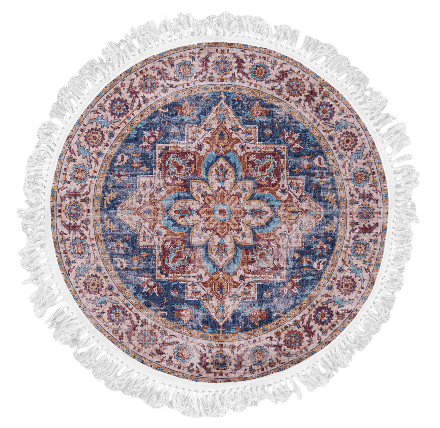 Teppich Rund Orientalisch Rot Blau Vintage / Shabby Y_169A ANKARA - Vintage, rot, blau