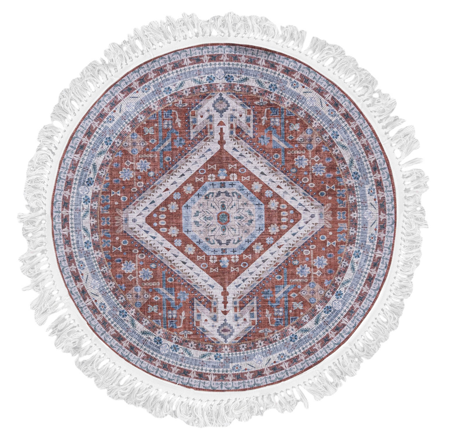 Teppich Rund Orientalisch Rot Vintage / Shabby CLF_22 ANKARA - Vintage, rot