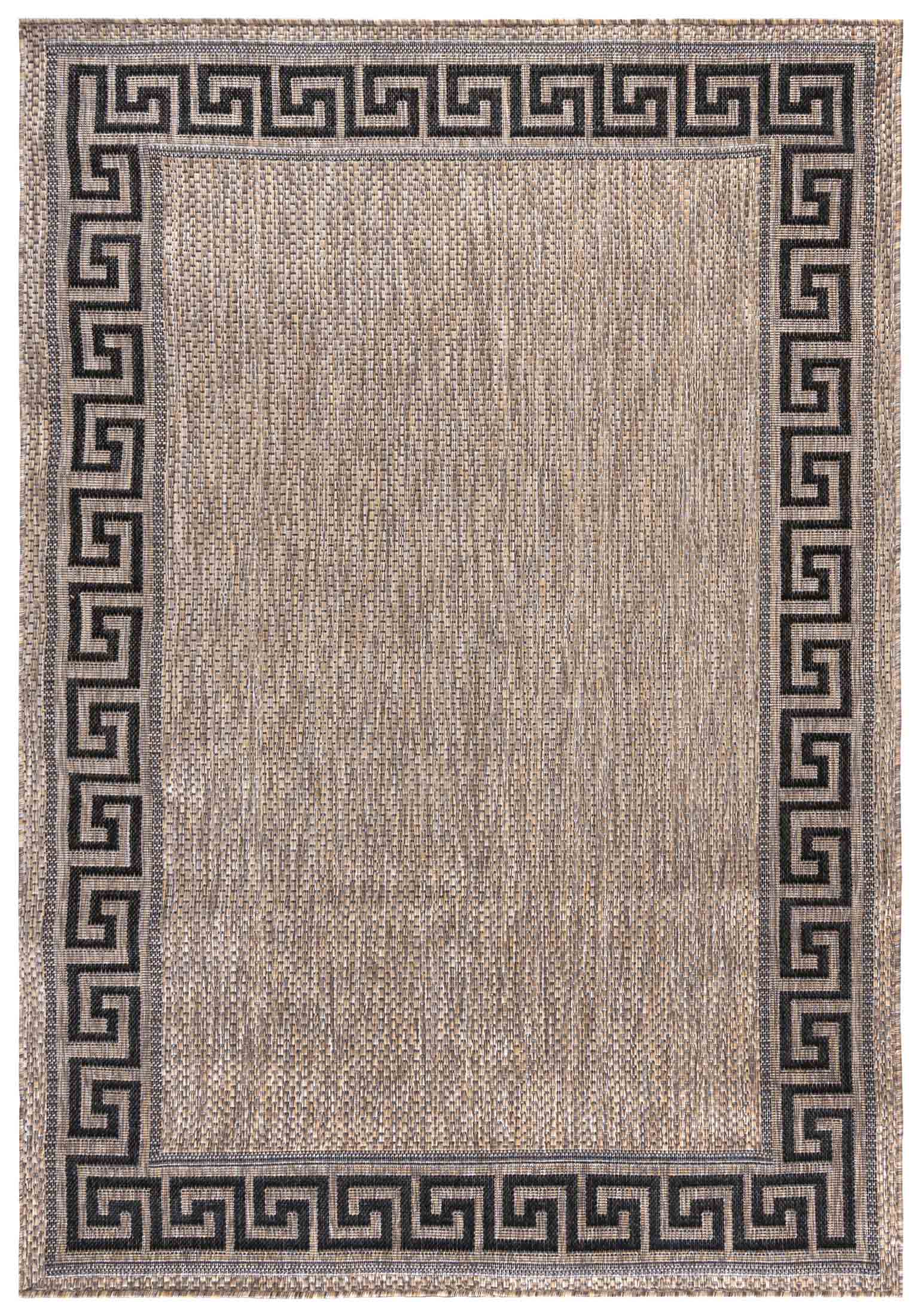 Flachgewebeteppich In- Outdoor Beige / Creme Braun Griechischer Schlüssel Rahmen KF91A MELISSA - beige, braun, cremefarben