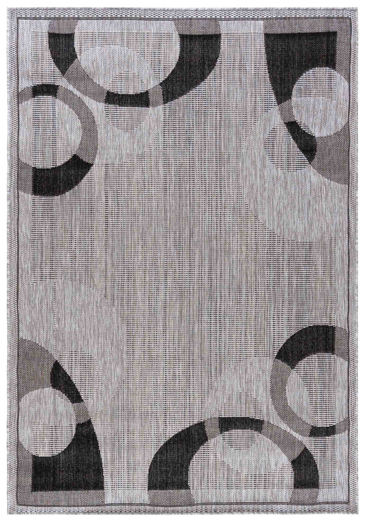 Flachgewebeteppich In- Outdoor Grau Geometrisch KH80A MELISSA - Retro, geometrisch, graphit, grau