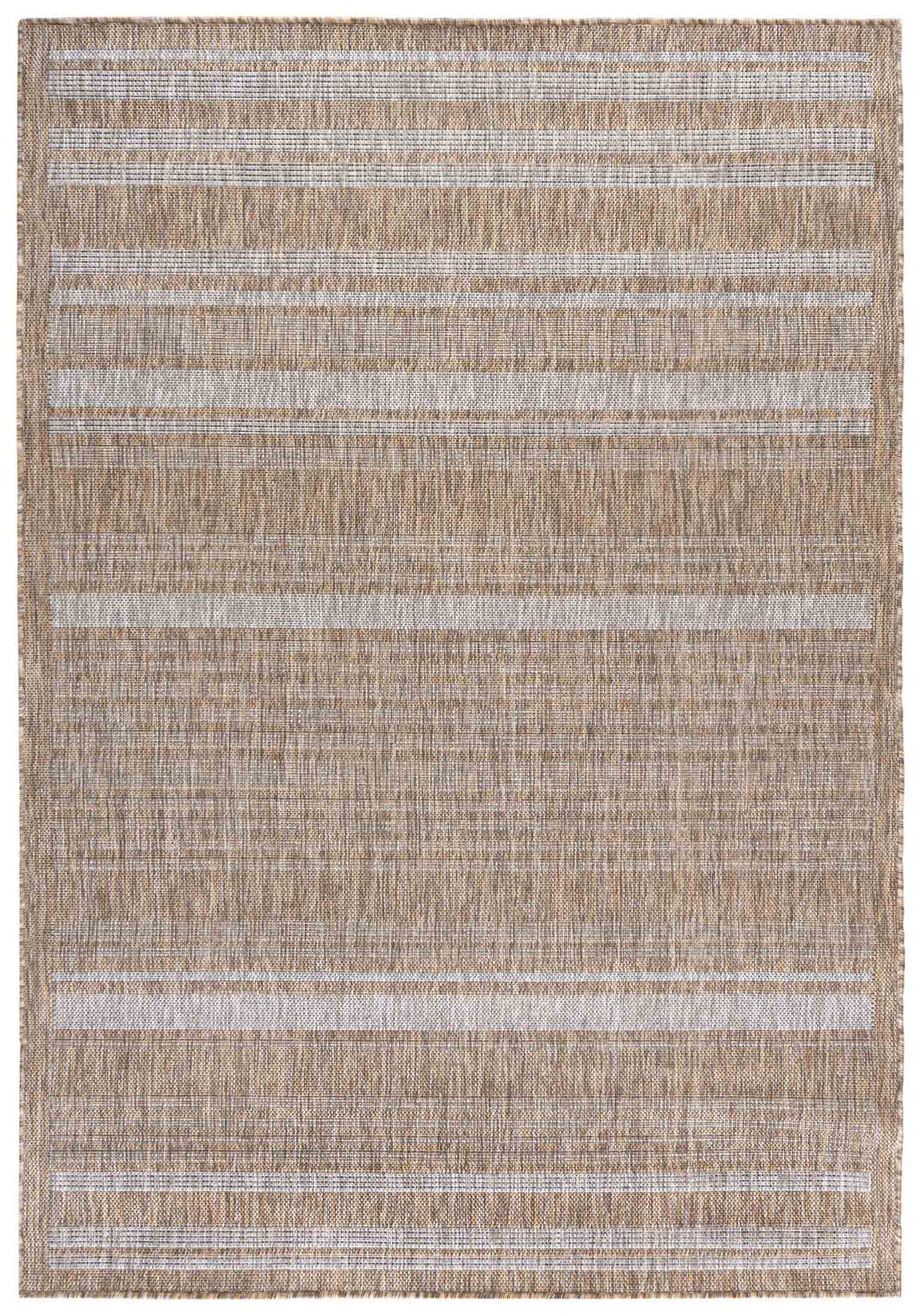 Flachgewebeteppich In- Outdoor Beige / Creme Braun Streifen KL69A MELISSA - modern, Streifen, beige, braun, cremefarben