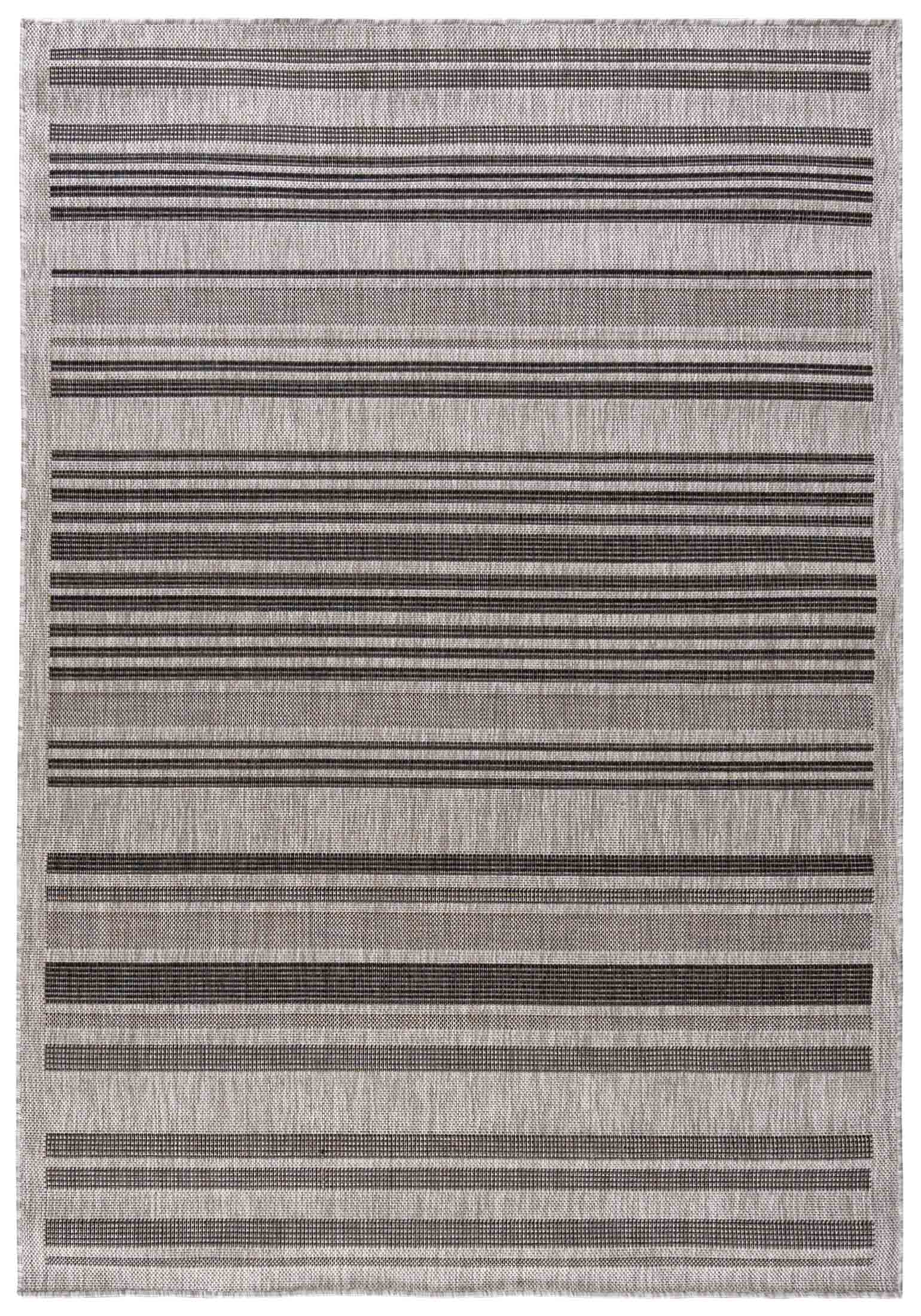 Flachgewebeteppich In- Outdoor Grau Streifen KL69B MELISSA - modern, Streifen, graphitfarben, grau
