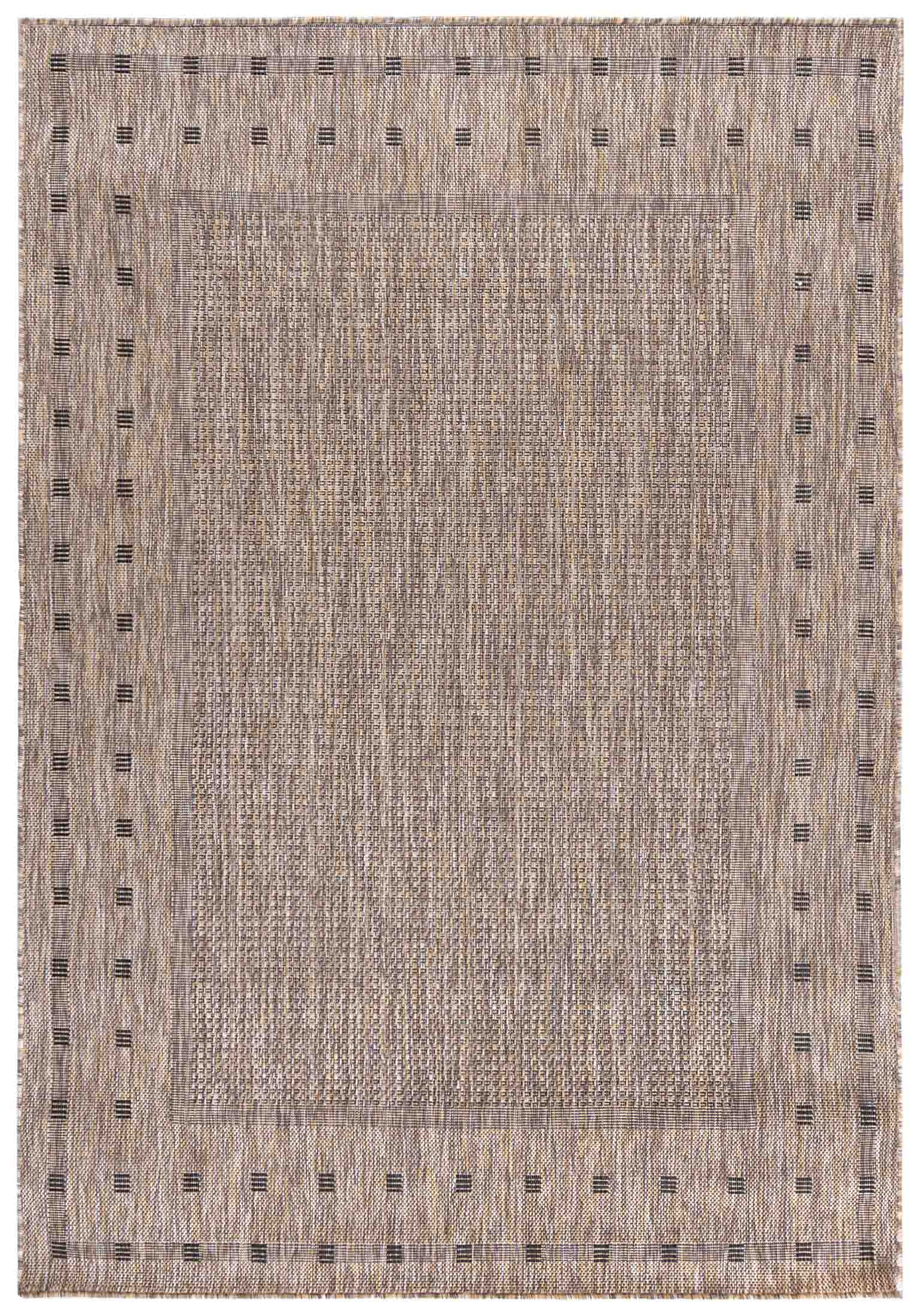 Flachgewebeteppich In- Outdoor Beige / Creme Braun Punkte Rahmen KE63A MELISSA - modern, Punkte, beige, braun, cremefarben