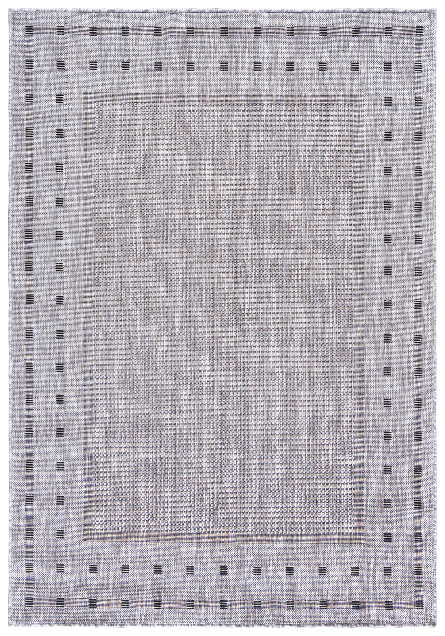 Flachgewebeteppich In- Outdoor Grau Punkte Rahmen KE63A MELISSA - modern, Punkte, graphitgrau, grau
