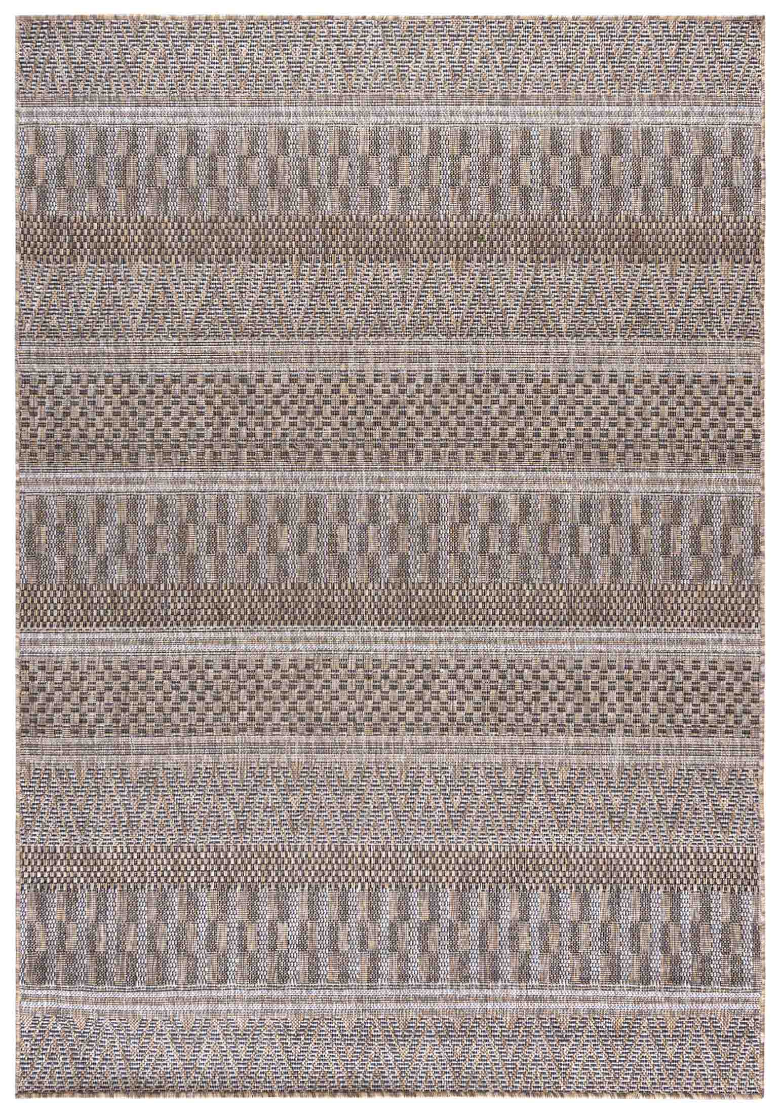 Flachgewebeteppich In- Outdoor Beige / Creme Braun Streifen KF85A MELISSA - modern, Streifen, beige, braun, cremefarben
