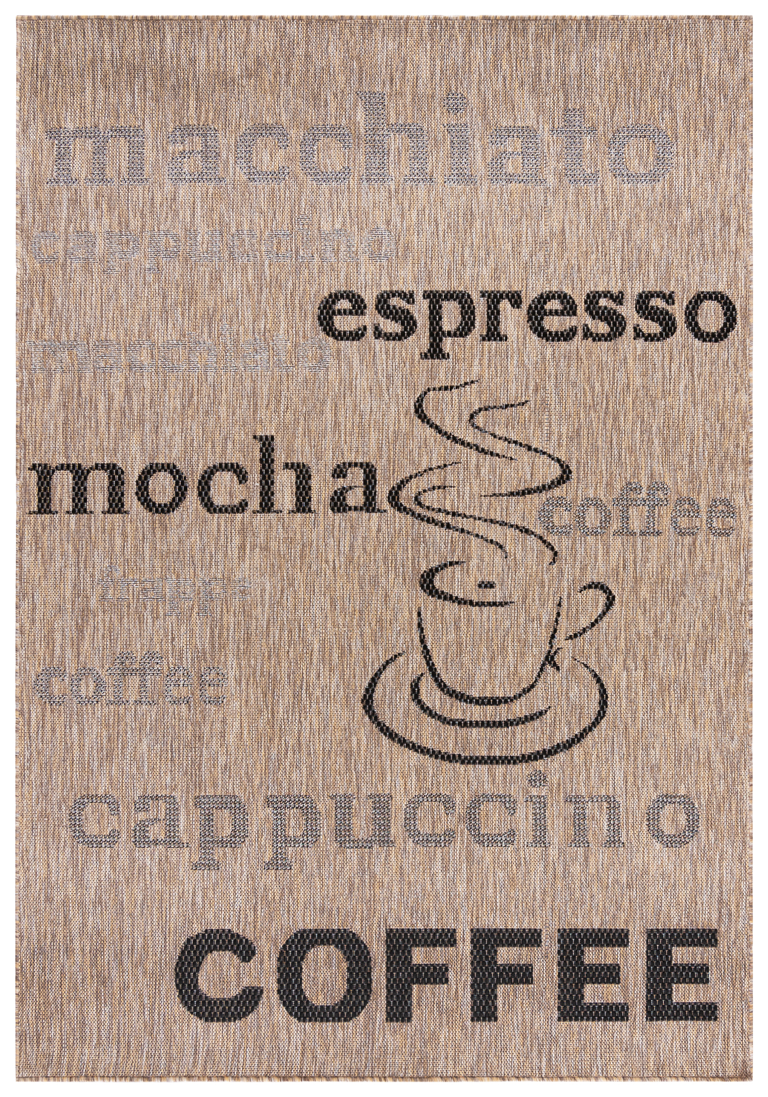 Flachgewebeteppich In- Outdoor   KF88A MELISSA - Schriftzüge, Kaffee, Beige, Cremefarben