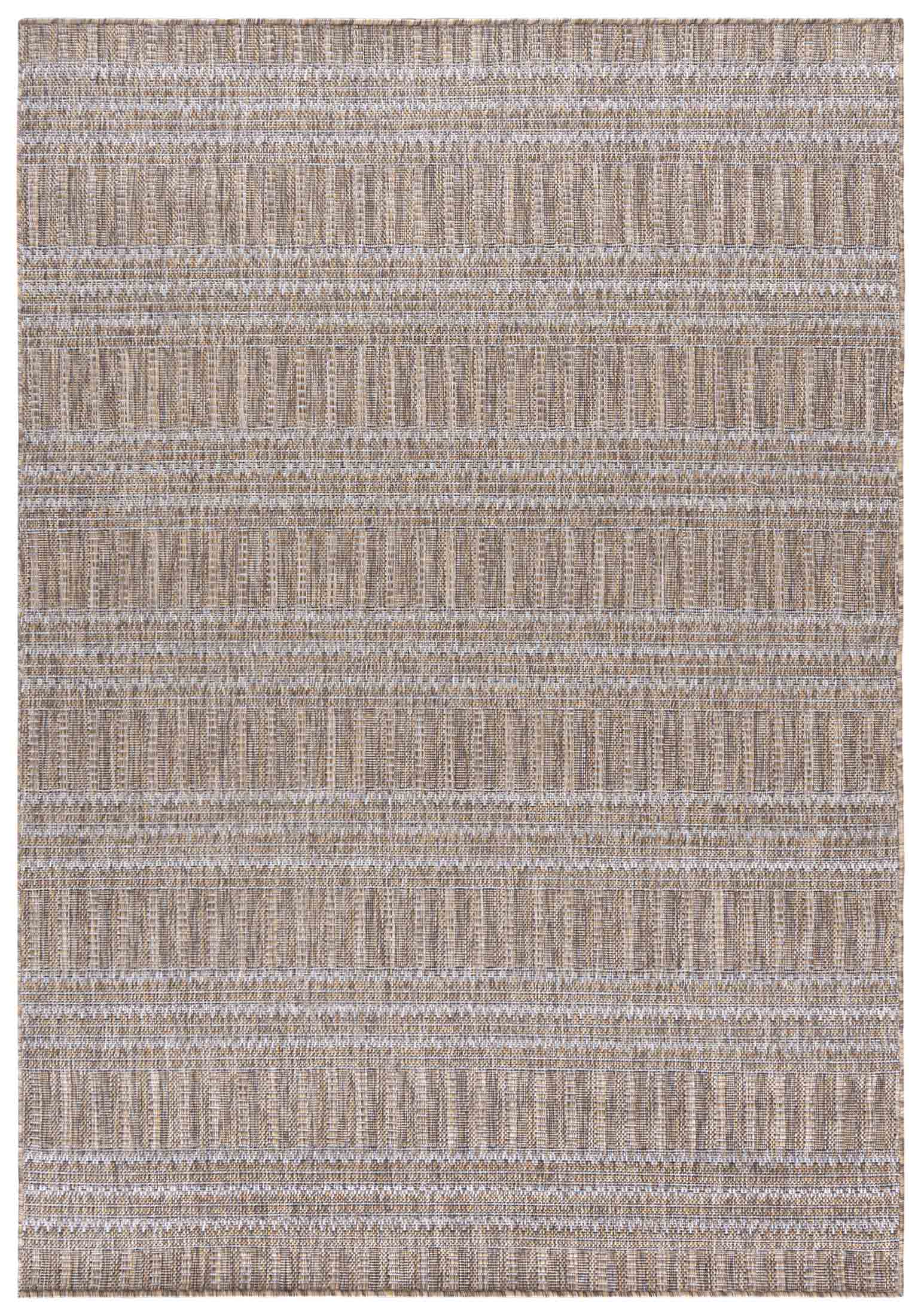Flachgewebeteppich In- Outdoor Beige / Creme Braun Streifen KF89A MELISSA - modern, Streifen, beige, braun, cremefarben