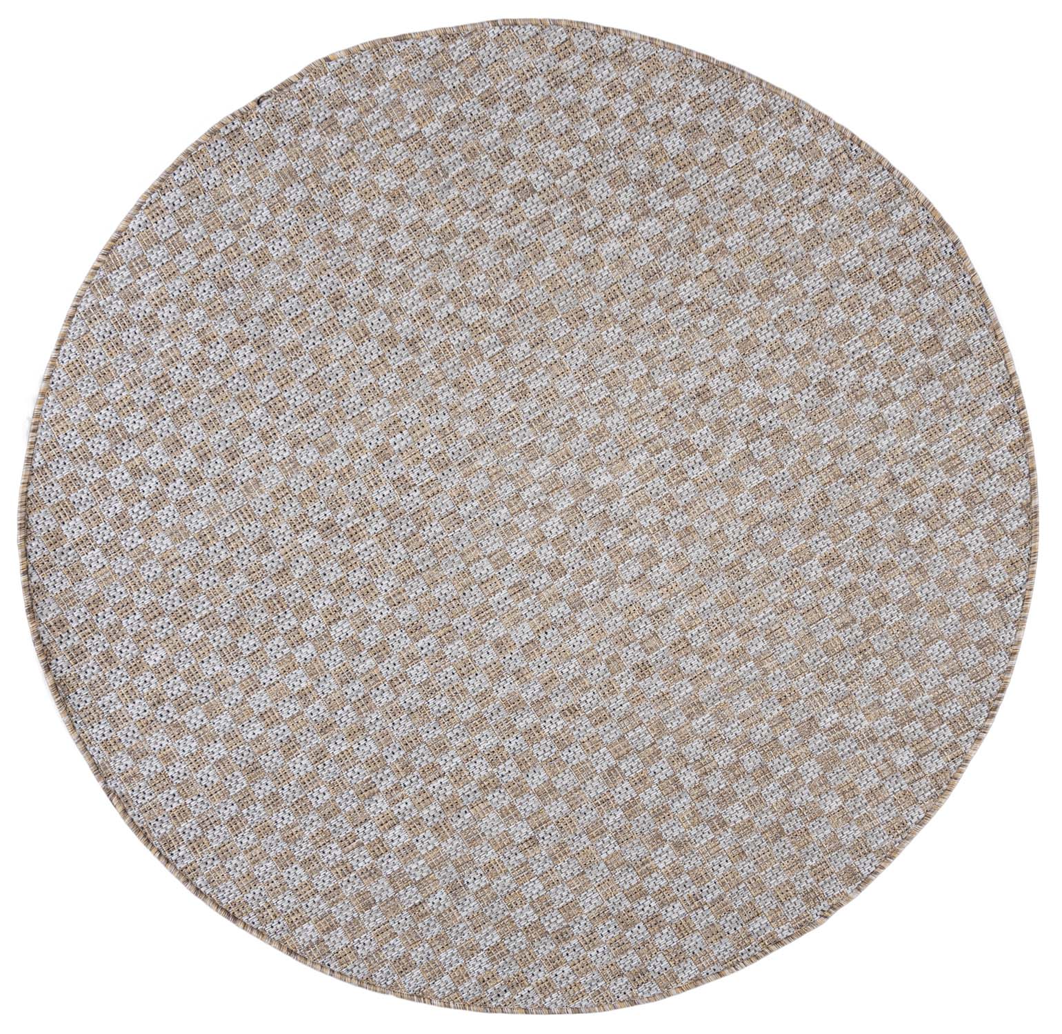 Teppich Rund In- Outdoor Braun Grau Geometrisch Einfarbig KM26A VERANDA , wasserdicht, auf die Terrasse, den Balkon