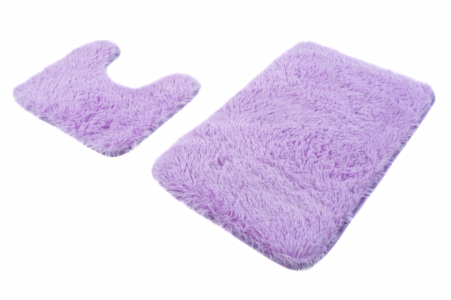 Badezimmerteppich 2-teiliges Set SILK SOLID LILAC – rutschfest, Shaggy, lila