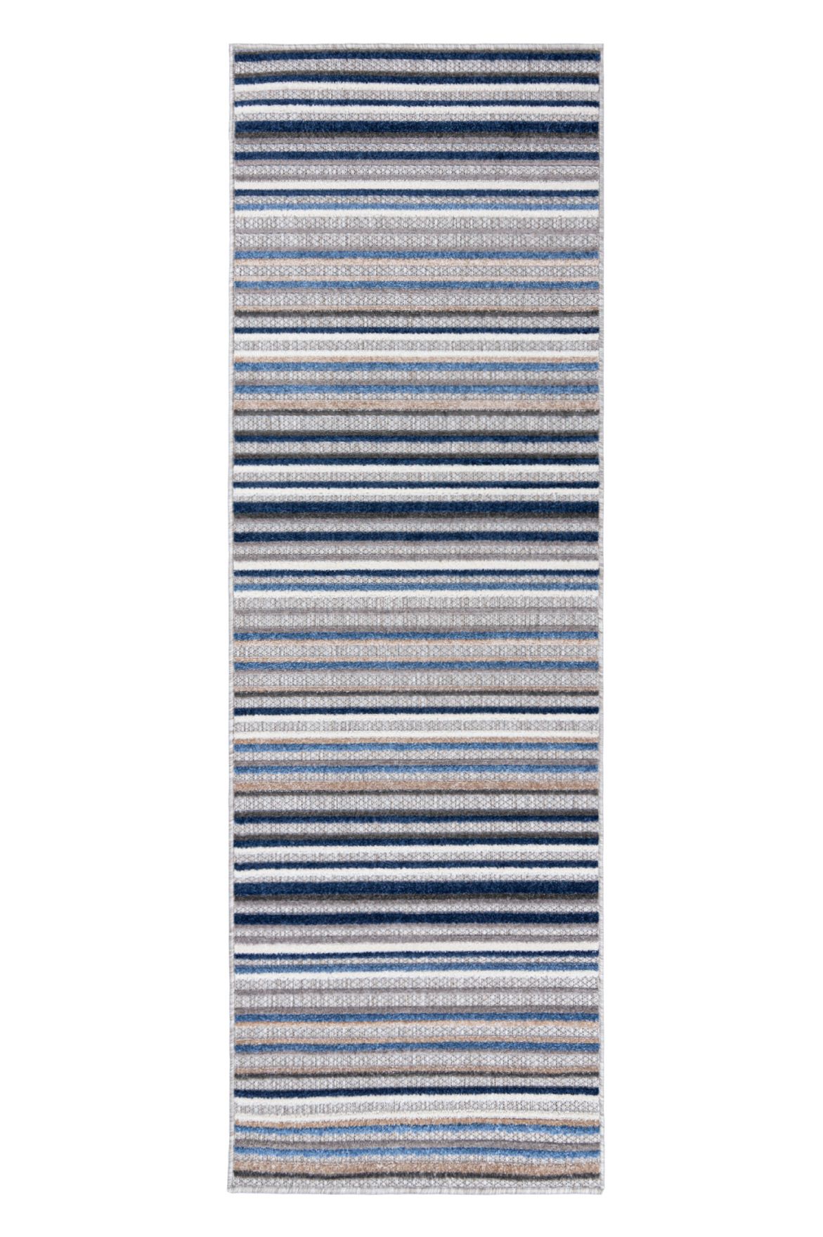 Teppichläufer In- Outdoor Blau Grau Geometrisch Streifen ED23A AVENTURA , wasserdicht