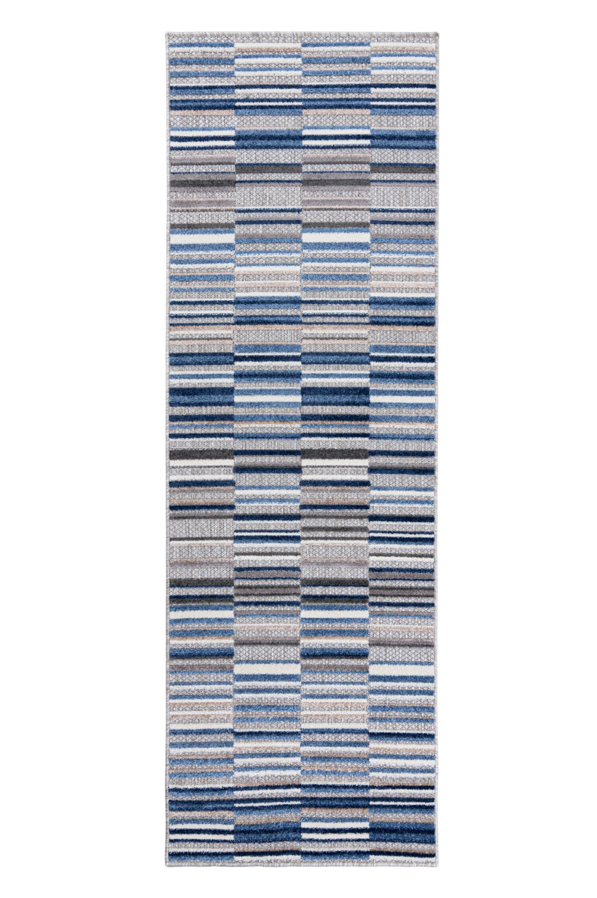 Teppichläufer In- Outdoor Blau Grau Geometrisch ED24A AVENTURA , wasserdicht