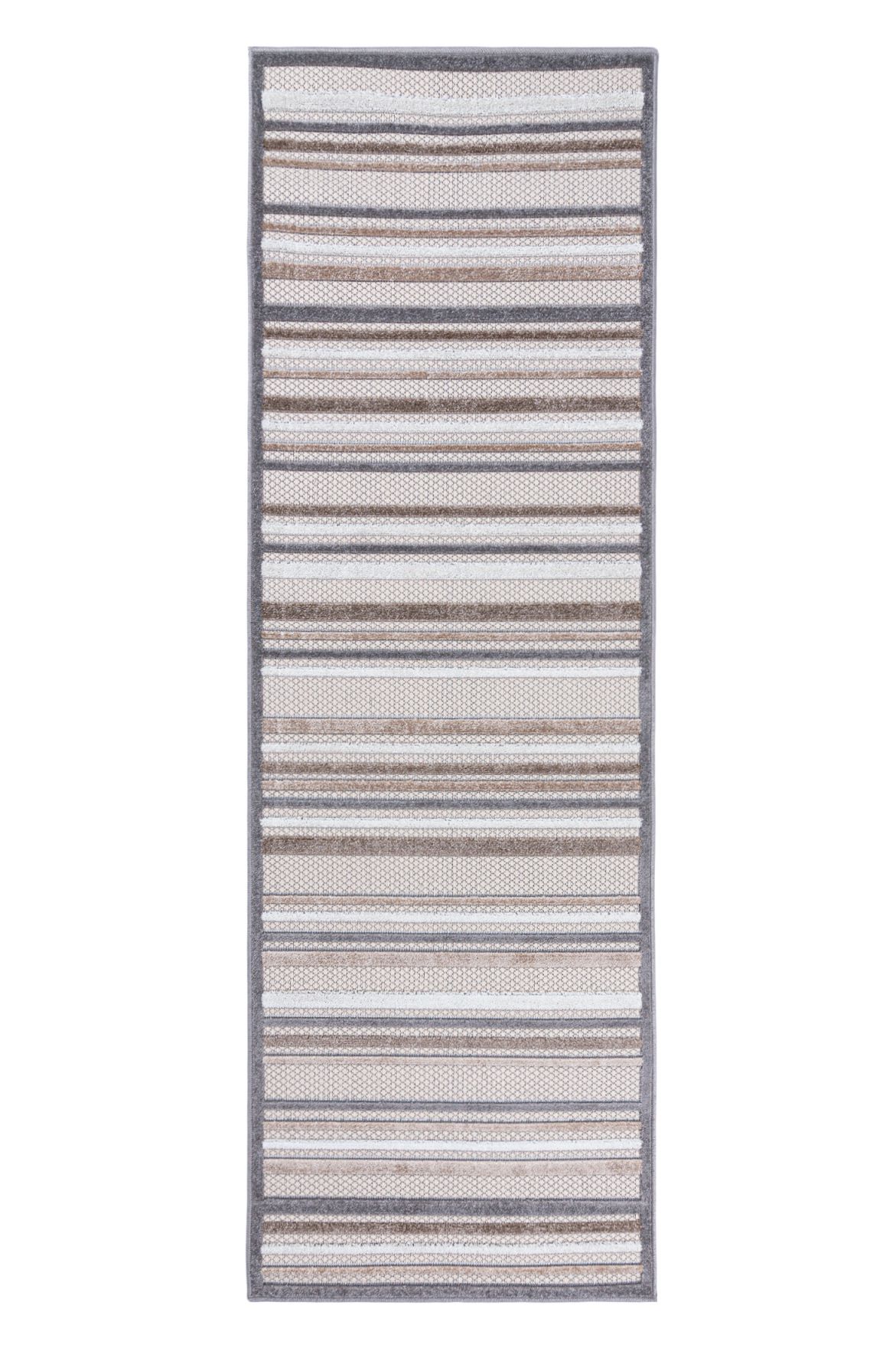Teppichläufer In- Outdoor Beige / Creme Geometrisch Streifen ED50B AVENTURA , wasserdicht