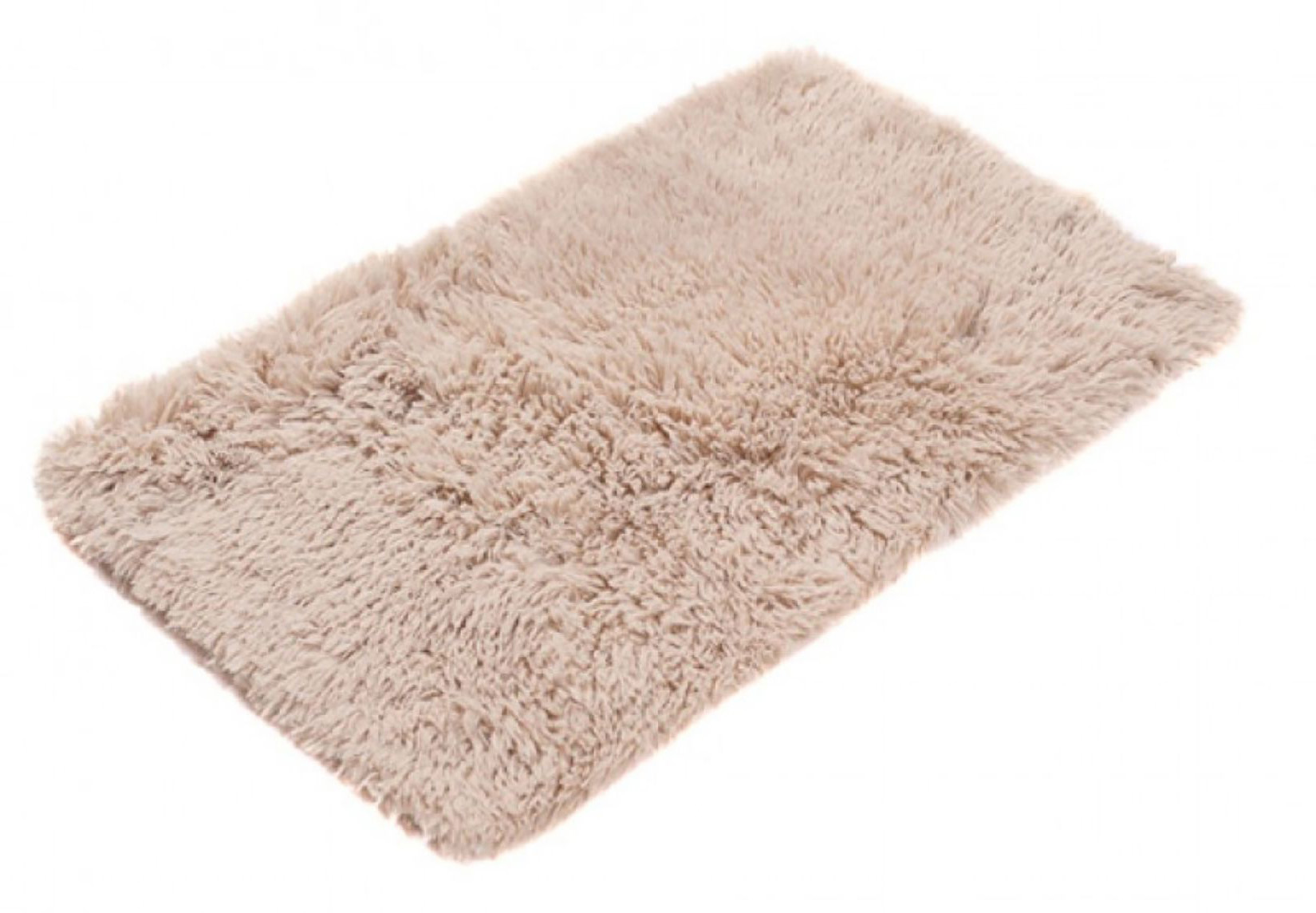 Badezimmerteppich SILK SOLID BEIGE – rutschfest, Shaggy, beige