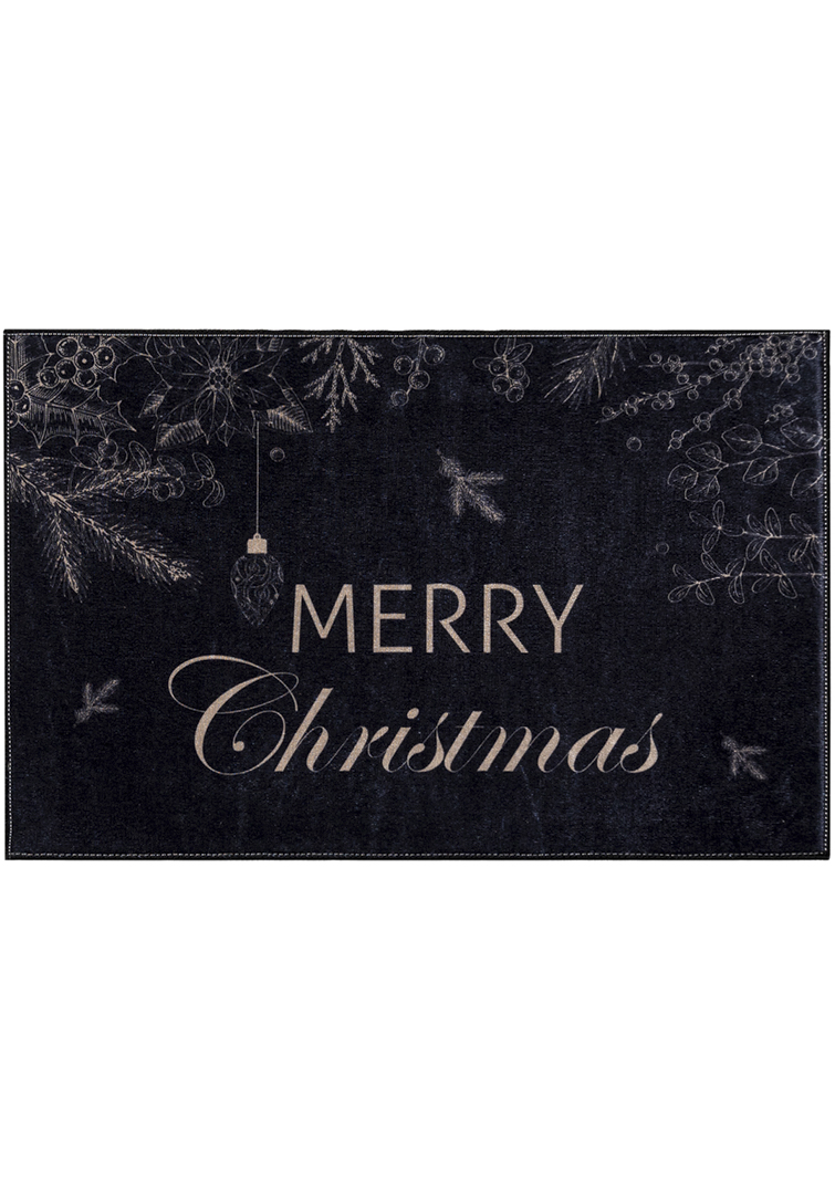 Weihnachtsteppich, Matte - XMAS GLAMOUR Weihnachts-Fußmatte, schwarz