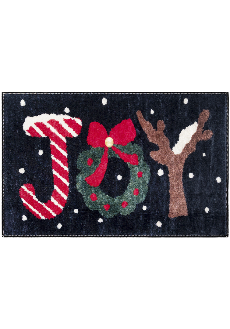 Weihnachtsteppich, Matte - XMAS SNOW Weihnachts-Fußmatte, schwarz