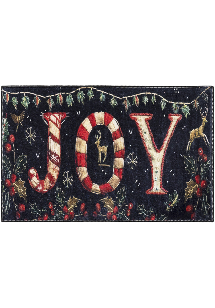 Weihnachtsteppich, Matte - XMAS JOY Weihnachts-Fußmatte, schwarz