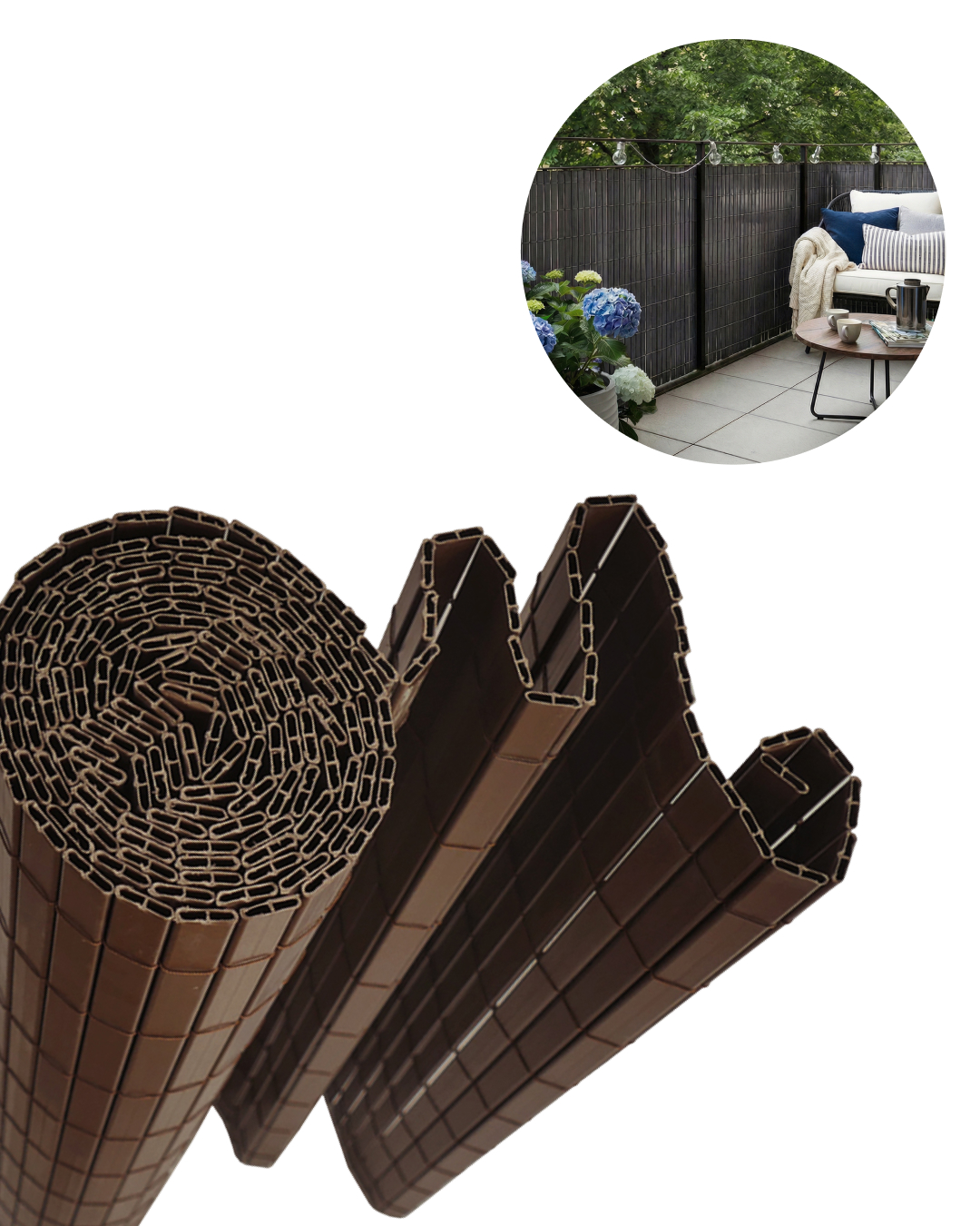 Gartenabdeckung, Terrasse, Balkon sichtschutz, PVC-Matte – Lento Marrone – braun, modern