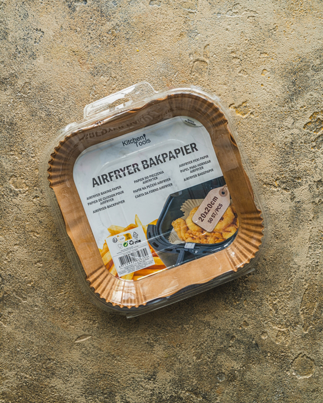 Backpapier für die Fritteuse AIRFRYER 20×20×4,5 cm – Forno Trafe – 50 Stück, Einweg-Einlagen für die Heißluftfritteuse