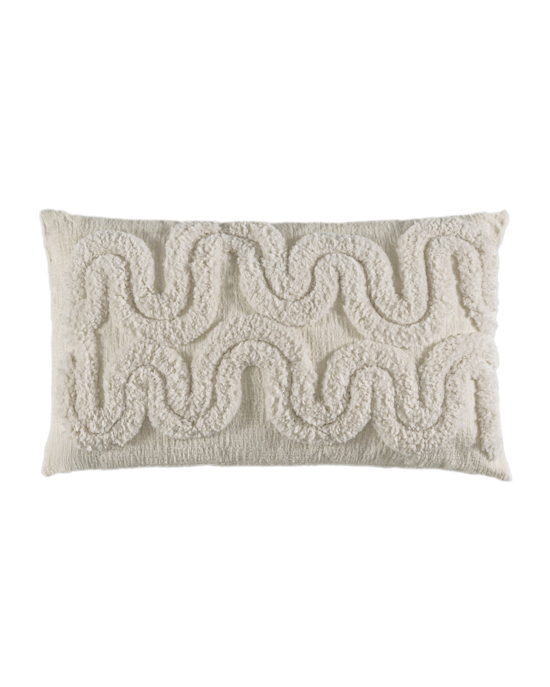 Dekokissen mit Füllung, 30 x 50 cm – Puro Zigzag – bestickt, weiß, ecru