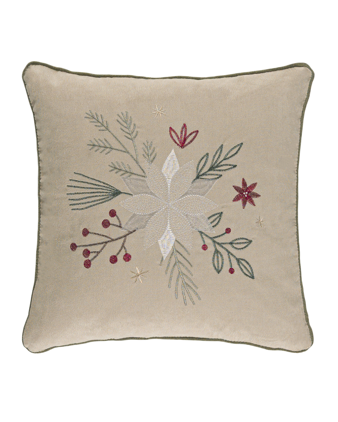Dekokissen mit Füllung, 45 x 45 cm – Canto Stella – Velours, weihnachtlich, Sterne, beige