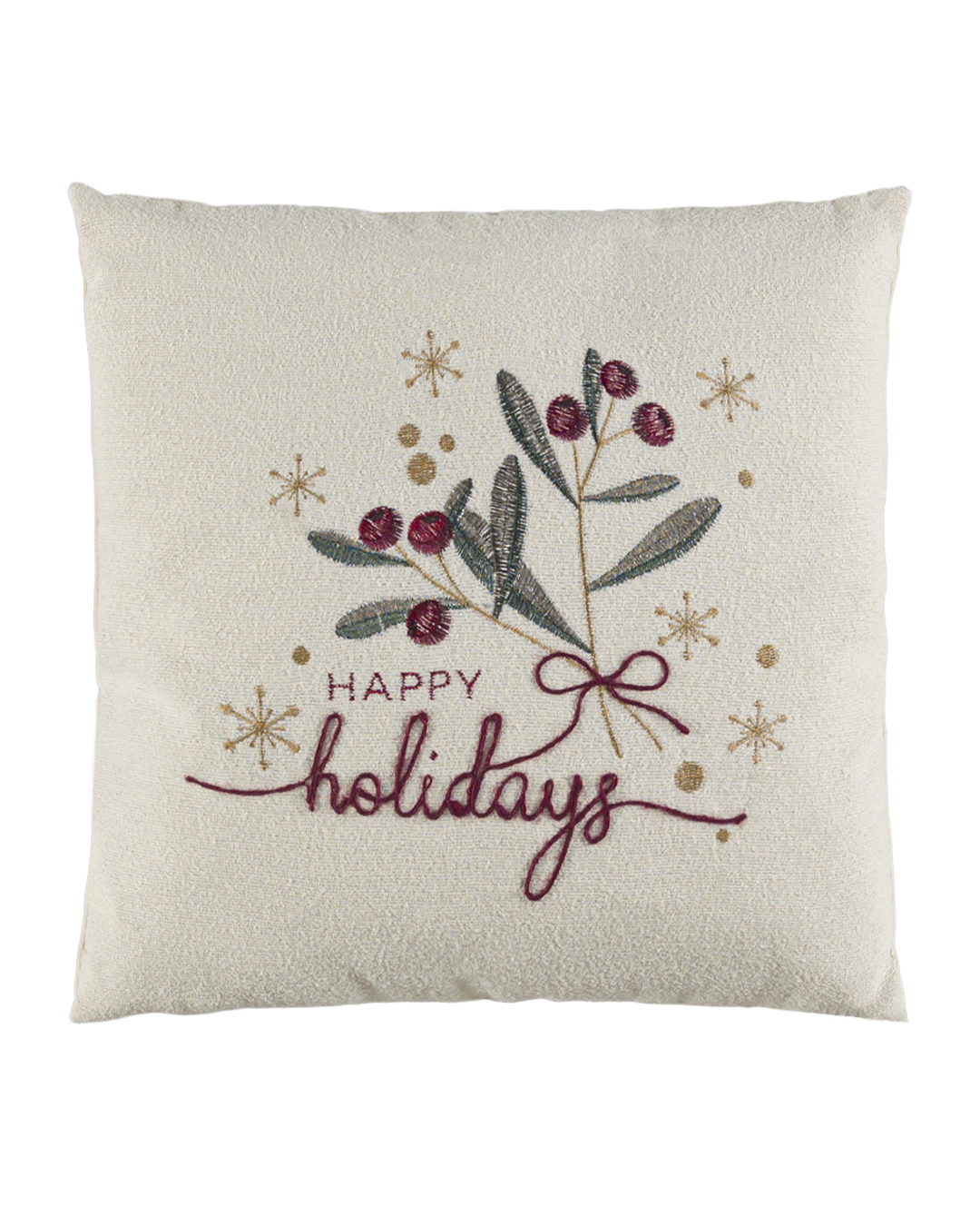 Dekokissen mit Füllung, 45 x 45 cm – Canto Allegra – bestickt, weihnachtlich, Mistelzweig, Schriftzüge