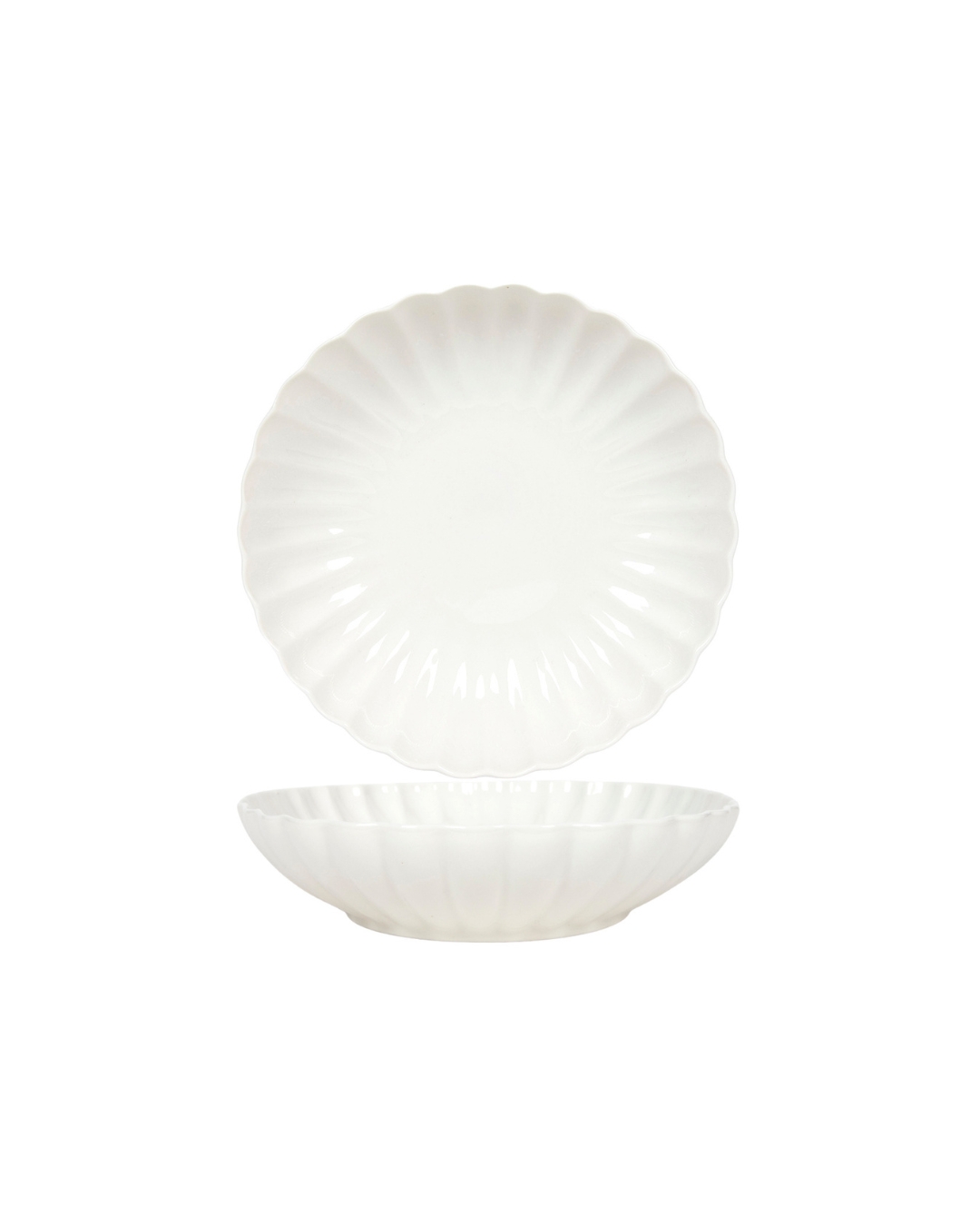 Tiefer Salatteller, 20 cm, 6er-Set – Brillo Petalo – Keramik, weiß, glasierte Oberfläche mit Blumenmotiv