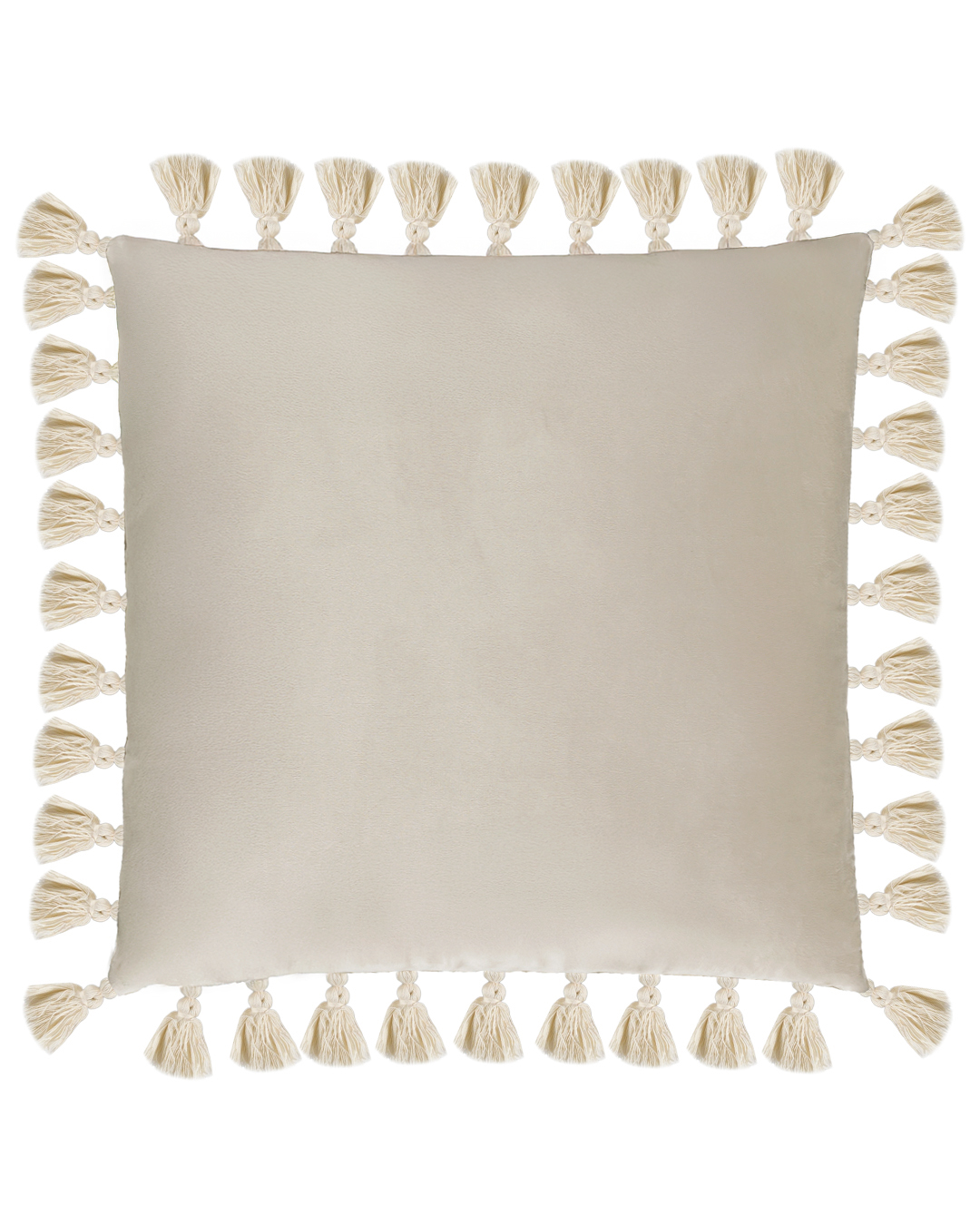 Dekokissen mit Einlage, 45 x 45 cm – Puro Senza – mit Fransen, cremefarben
