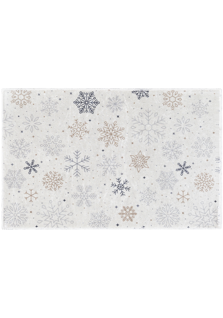 Weihnachtsteppich, Schneeflockenmatte - XMAS SNOWFLAKE Weihnachts-Fußmatte, weiß, ecru