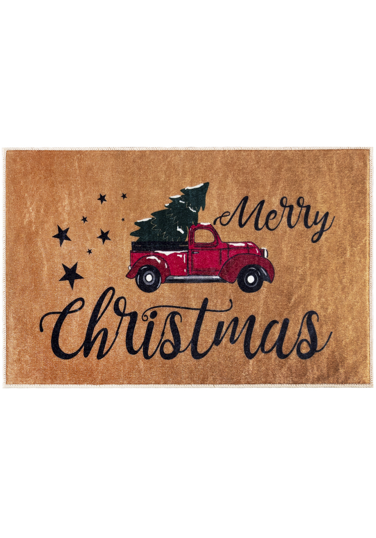 Weihnachtsteppich, Matte - XMAS CAR Weihnachts-Fußmatte, braun