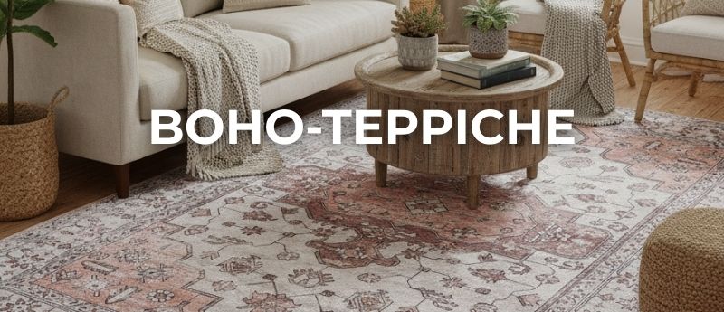 Boho Teppich im Wohnzimmer